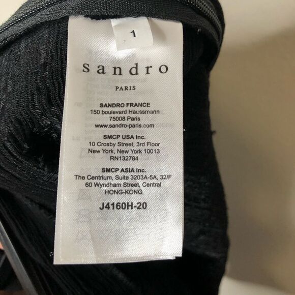 Sandro Asymmetric Skirt with Side Ruffle Black Size Small - Picture 9 of 9